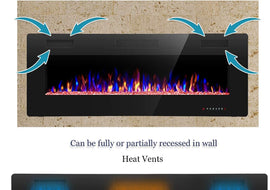 Aglucky 30" 50" 68" Electric Fireplace In-wall Recessed Wall Mounted